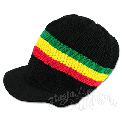 Rasta Cotton Visor Cap - Black/Rasta