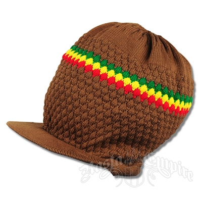 Rasta Band Brim Headwear - Brown