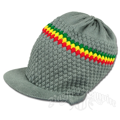 Rasta Band Brim Headwear - Gray