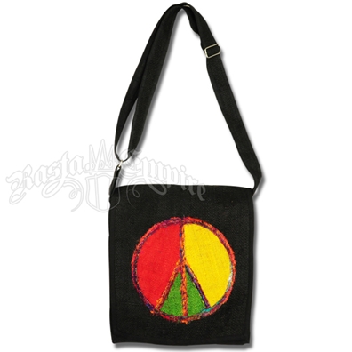 Rasta Recycled Silk Peace Emblem Hemp Bag