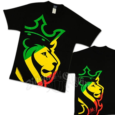 Rasta Striped Lion Black T-Shirt - Men's