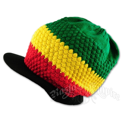 Rasta Cotton Ribbed Visor Cap - Black Brim