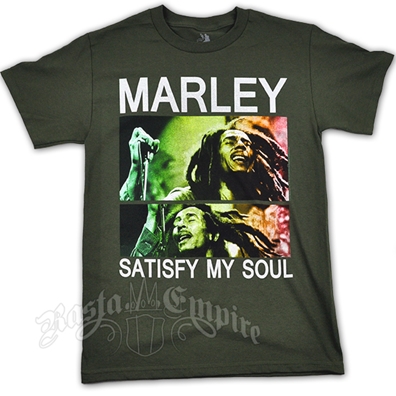 Bob Marley Satisfy My Soul Olive Green T-Shirt - Men's