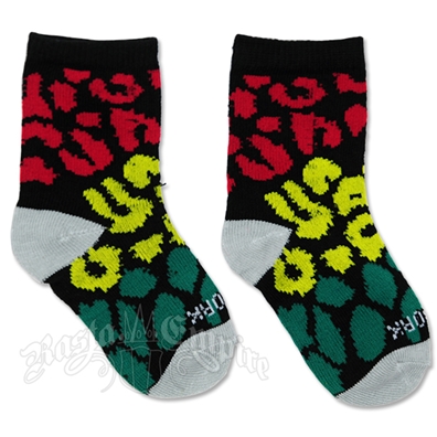 Rasta Leopard Infant Black Socks