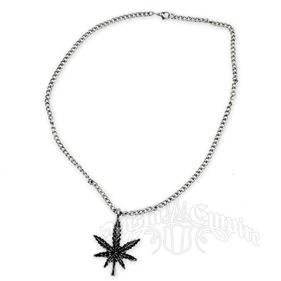 Marijuana Black Leaf Charm Necklace -