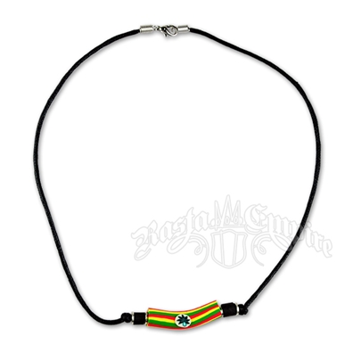 Rasta Leaf Wax Cord Bracelet