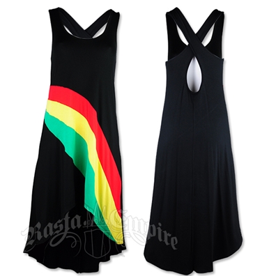 Rasta & Reggae High/Low Criss Cross Back Dress - Women's