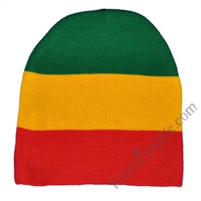 Rasta Green, Yellow and Red 8" Beanie Cap