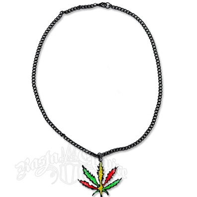 Rasta Marijuana Leaf Charm Necklace