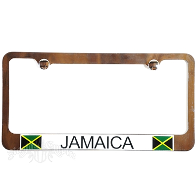 Jamaican Chrome License Plate Frame with White Border