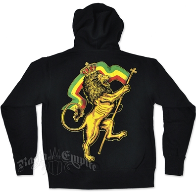RastaEmpire Crowned Lion of Judah Black Zip Up Hoodie