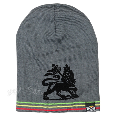 Bob Marley Rasta Lion Reversible Long Grey Beanie