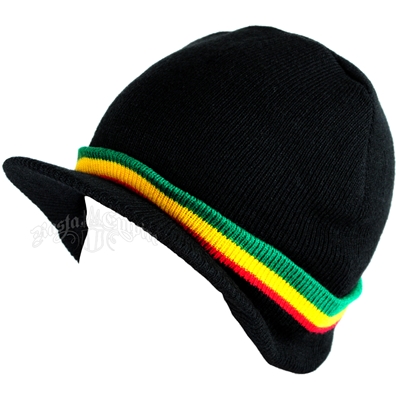 Rasta Striped Cuffed Visor Cap