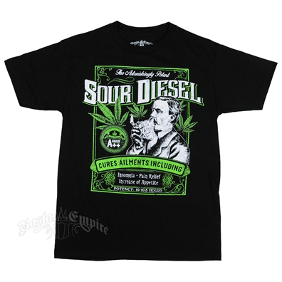 Seven Leaf Sour Diesel Strain Black T-Shirt – Men’s