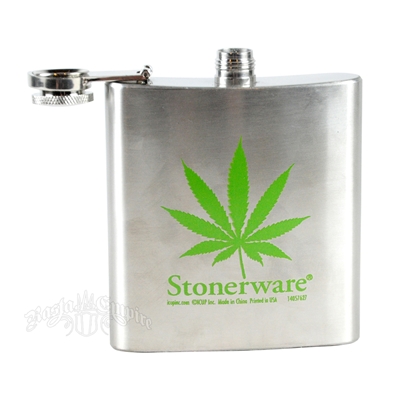 Stonerware Marijuana Leaf Flask