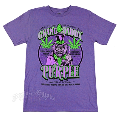 Seven Leaf Granddaddy Purple Strain Black Light Purple T-Shirt – Men’s