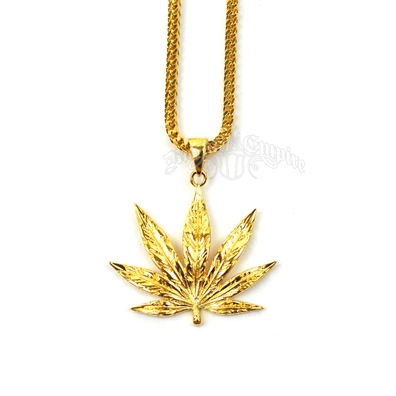 Gold Weed Leaf Necklace