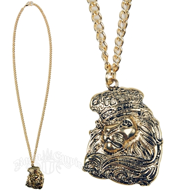 Lion Face Gold Rope Chain Necklace