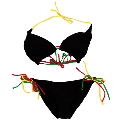 VOARYISA Women's Caribbean Flag Bikini Swimsuit - Rasta Colors Two-Piece Bathing Suit