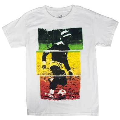 Bob Marley Soccer 77 Rasta Tri-Color White T-Shirt - Men's