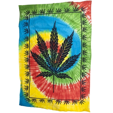 Marijuana Leaf Tie Dye Twin Tapestry