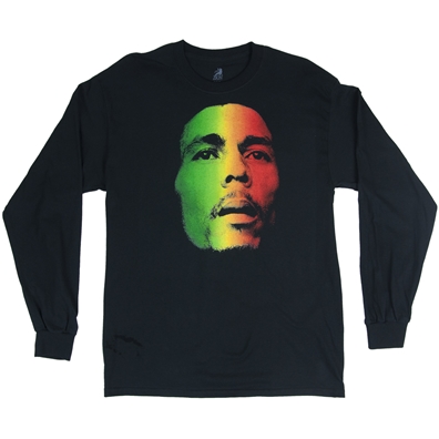 Bob Marley Face Black Long Sleeve T-Shirt – Men’s