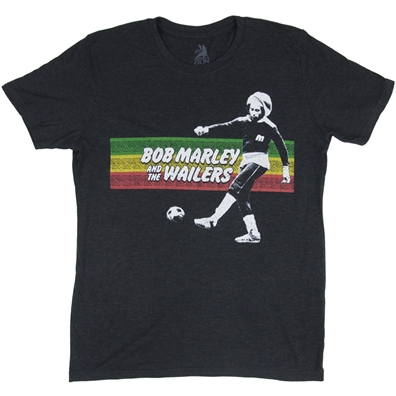 Bob Marley Soccer Rasta Stripe Black T-Shirt – Men’s