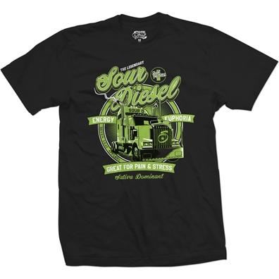 Seven Leaf Sour Diesel Strain Black T-Shirt – Men’s