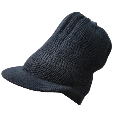 Ribbed Cotton Brim Cap - Black