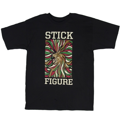 Stick Figure Framed Lion Black T-Shirt - Men's