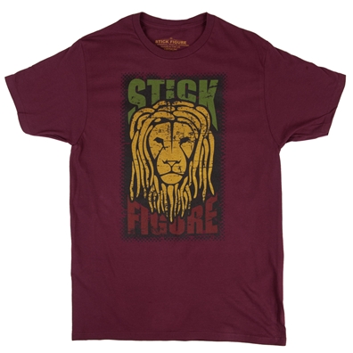 Stick Figure Rasta Lion Red T-Shirt - Men's