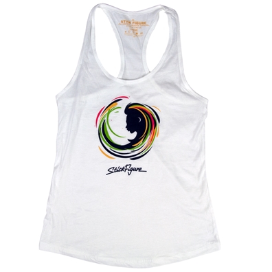 Stick Figure Rasta Swirl White Tank Top - Women's