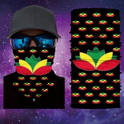 Rasta Lotus Flower Face Mask Gaiter Bandana