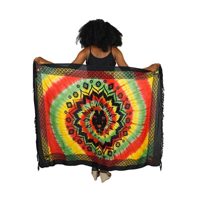 Tie Dye Rasta and Reggae Lion Head Sarong