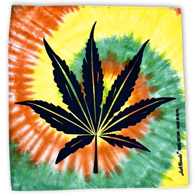 Rasta Tie Dye Cannabis Leaf Bandana