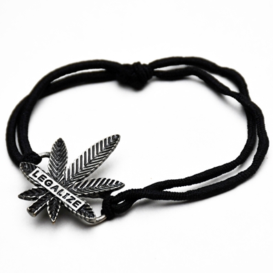 Silver Legalize Marijuana Stretch Cord Bracelet