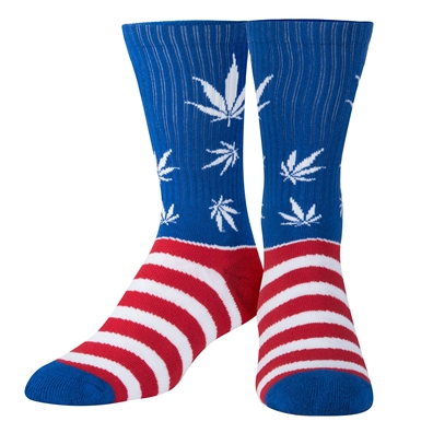 Pot Leaf Stars American Flag Weed Socks - Men's