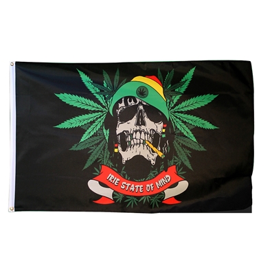 Rasta Skull & Cannabis Flag