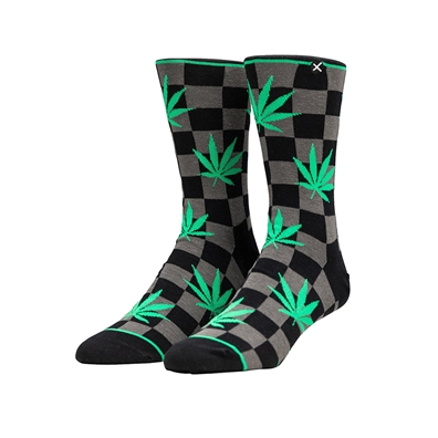 Checkered Weed Leaf Socks - Men's