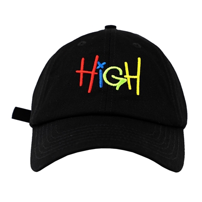 HiGH black adjustable strap-back dad hat