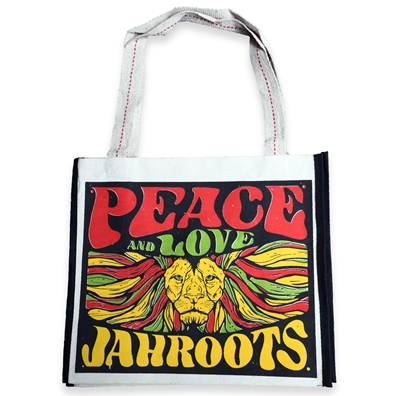 Rasta and Reggae Peace, Love and JahRoots Tote Bag