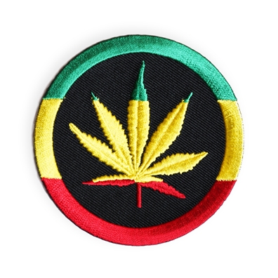 Rasta Marijuana Leaf Circle Patch