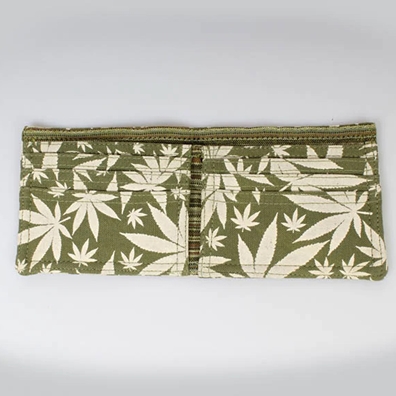 Green and White Weed Leaf Bi-Fold Wallet