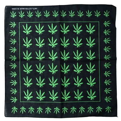 Black Weed Leaf Grid 22" x 22" Bandana