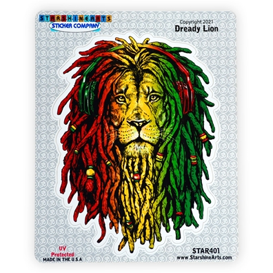 Rasta and Reggae Dreaded Lion Sticker