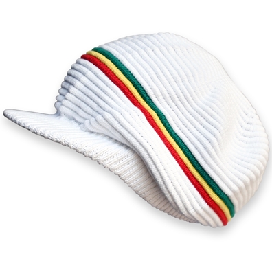 RASTA RIBBED COTTON CAP - WHITE/RASTA