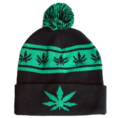Weed Leaf Striped Beanie Hat