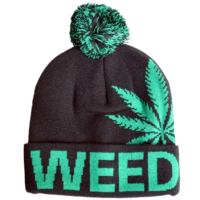 Weed Beanie Hat with Weed Leaf
