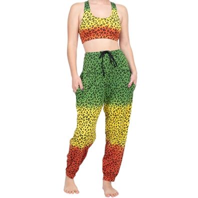 Women's Rasta Leopard Print Genie Pants