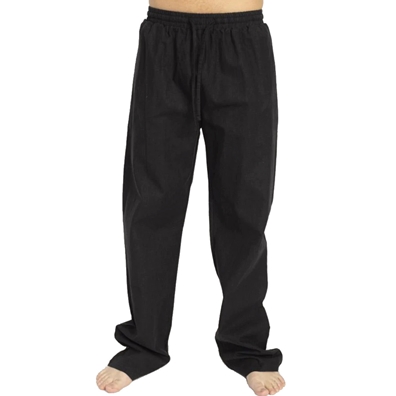 Mens Solid Black Hemp/Cotton Pants